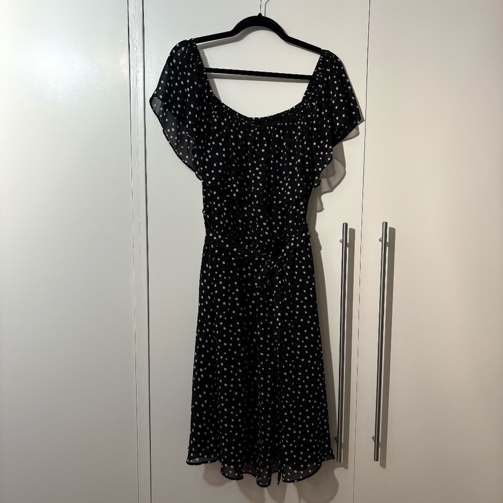 Lane Bryant Black & White Polka Dot Maxi Dress, Plus Size 18/20, Fit & Flare